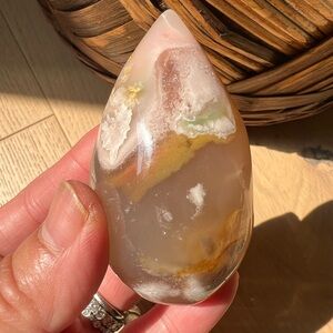 Pink flower agate egg (g) | crystal